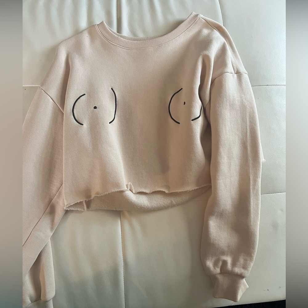 Cute and fun looking crop top sweatshirt.